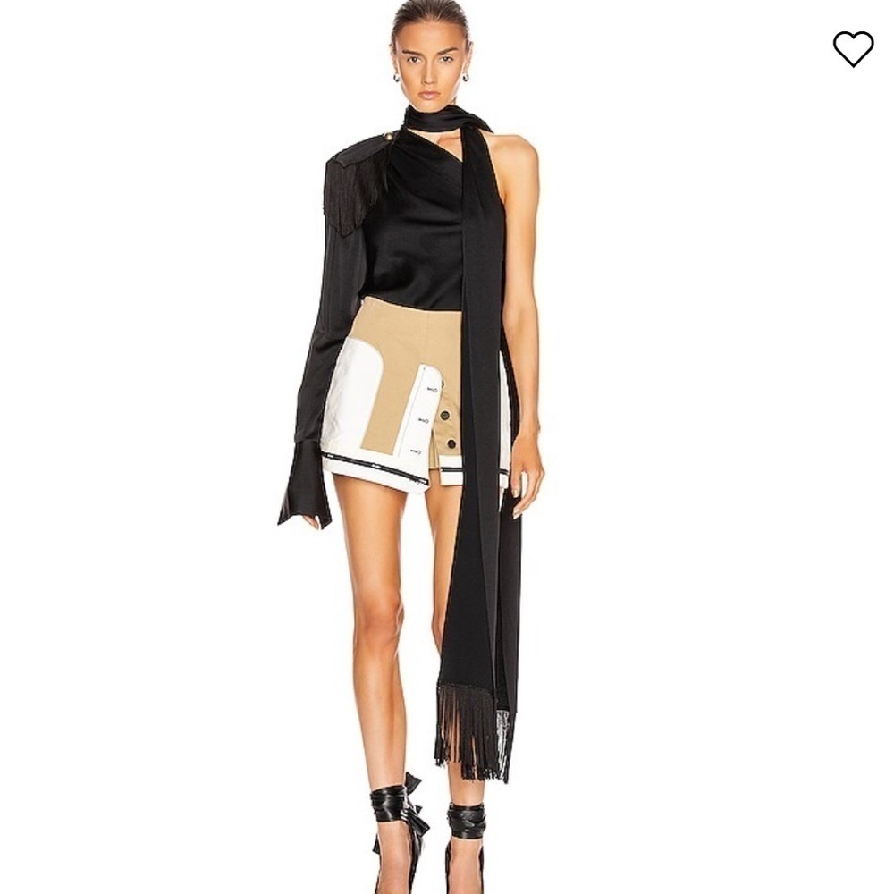 MONSE Regalia Scarf Blouse black fringe